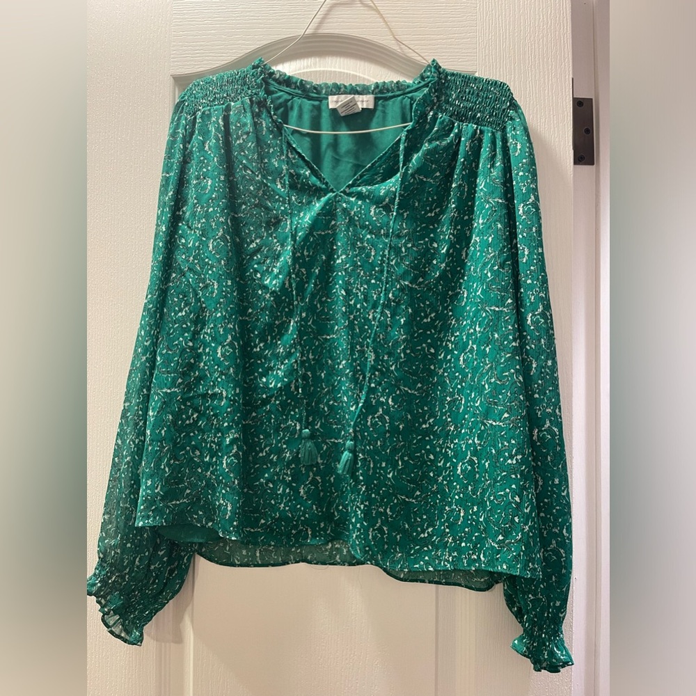Green Floral Blouse
